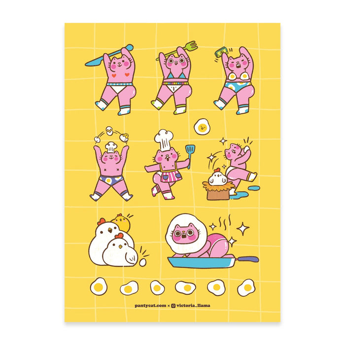 Egg Chef Panty Cat Sticker Sheet