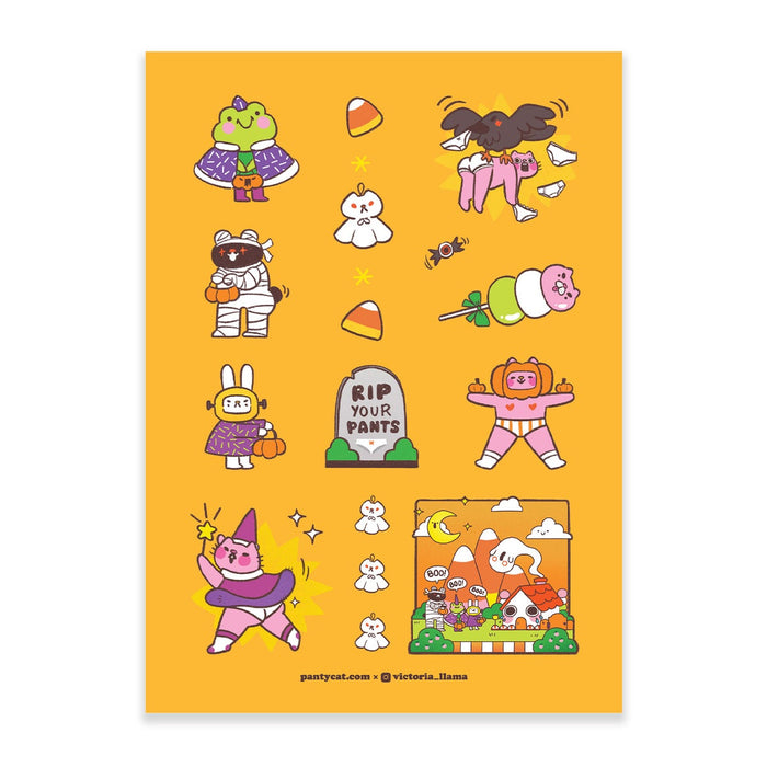 Halloween Panty Cat Sticker Sheet