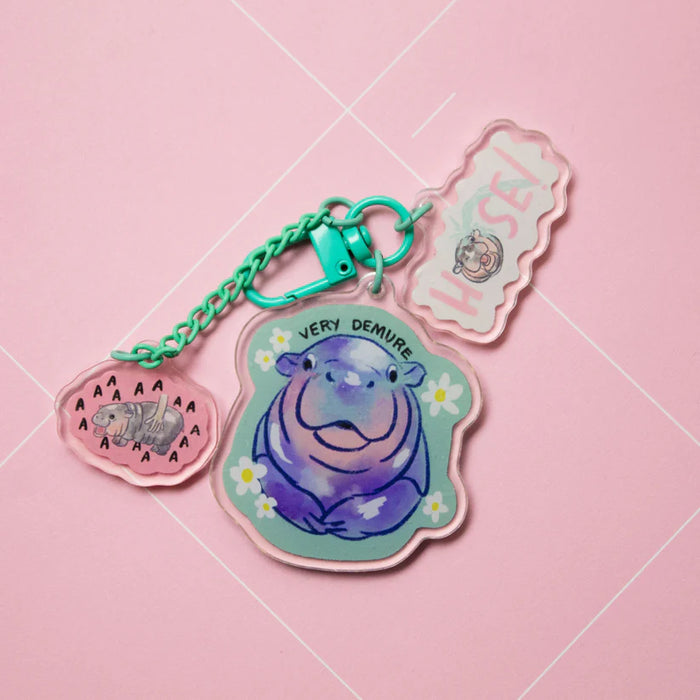 Demure Hippo- Trinket Charm Keychain