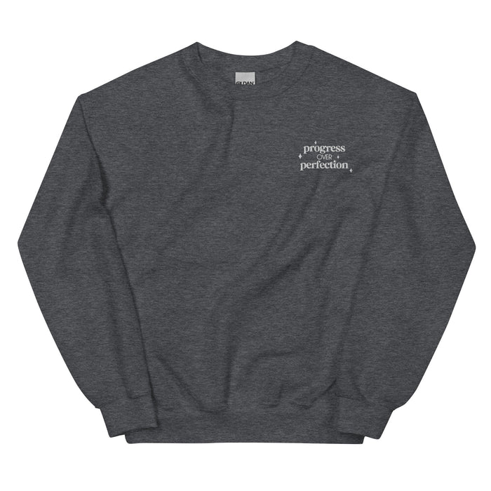 Progress over Perfection Embroidered Unisex Crewneck Sweatshirt