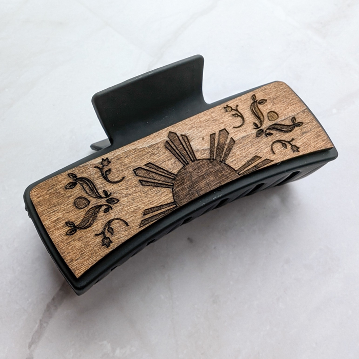 Wood Engraved Hair Clip
