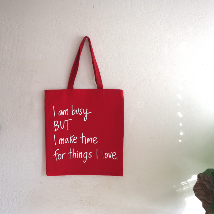 I Am Busy Tote - Red