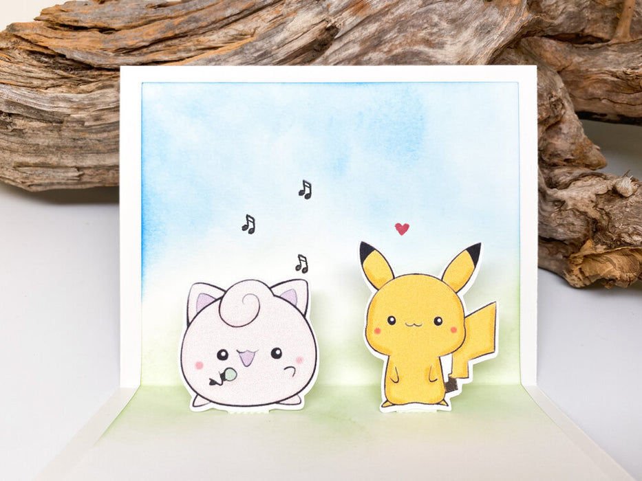 Handmade Jigglypuff and Pikachu Popup Card - Pokemon, Birthday, Valentine