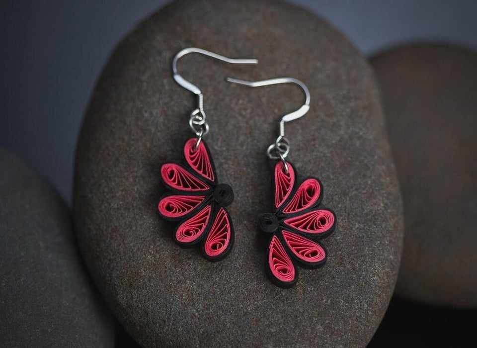Kausuma (Flower) Boho Flower Paper Quilling Earrings 1st
