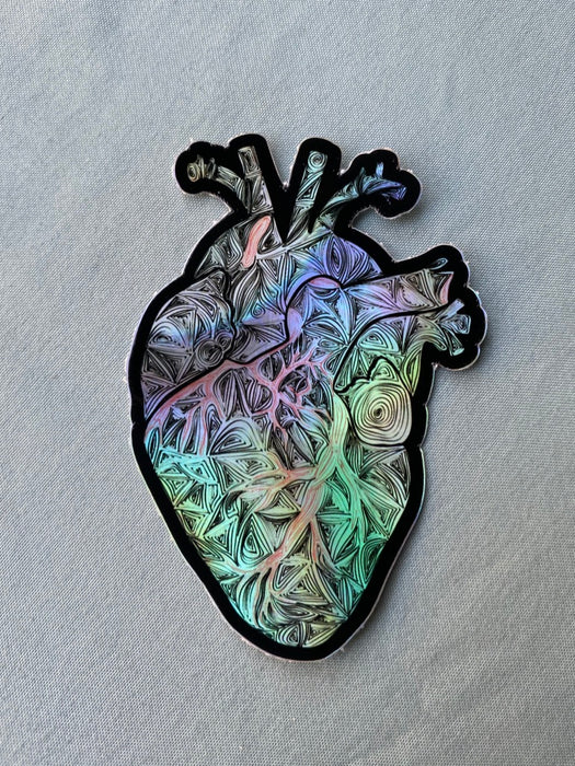 2.06”x3” Holographic Anatomical Heart Stickers