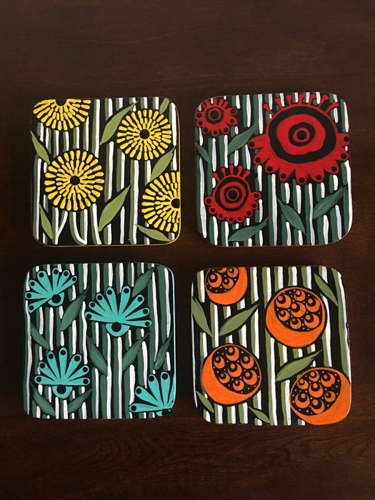 Abstract Floral Coasters