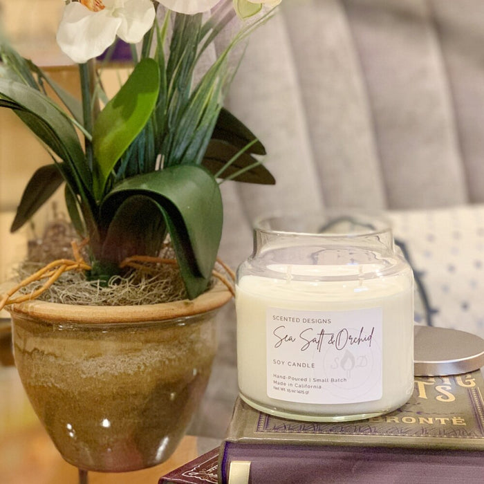 Apothecary Jar Soy Candle: Sea Salt & Orchid