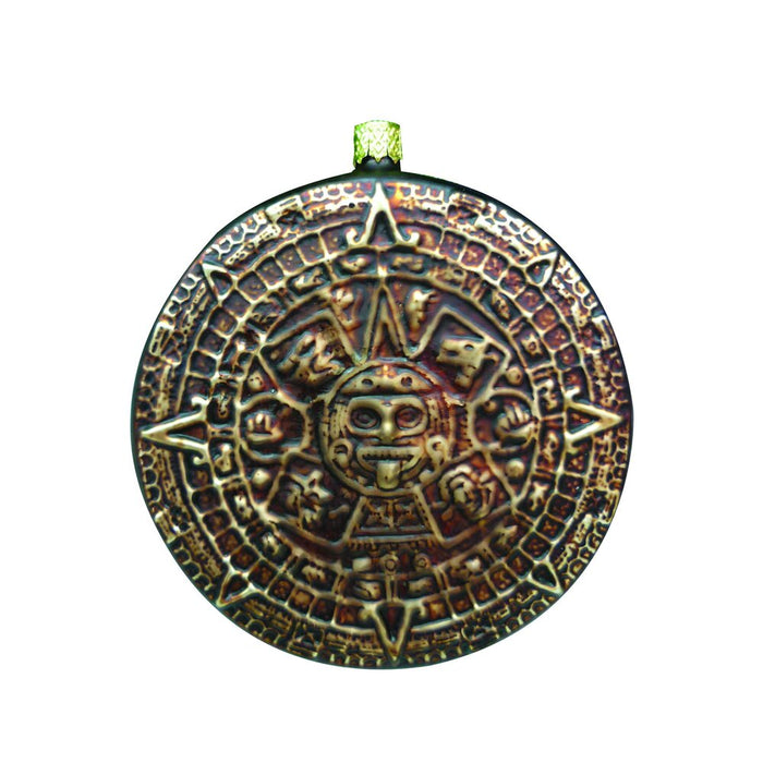 Aztec Calendar Fine Hand-Painted Glass Ornament by CasaQ