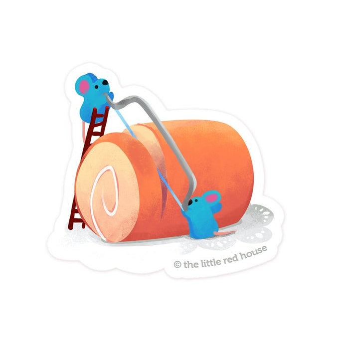 Roll Cake with Mice Clear Sticker