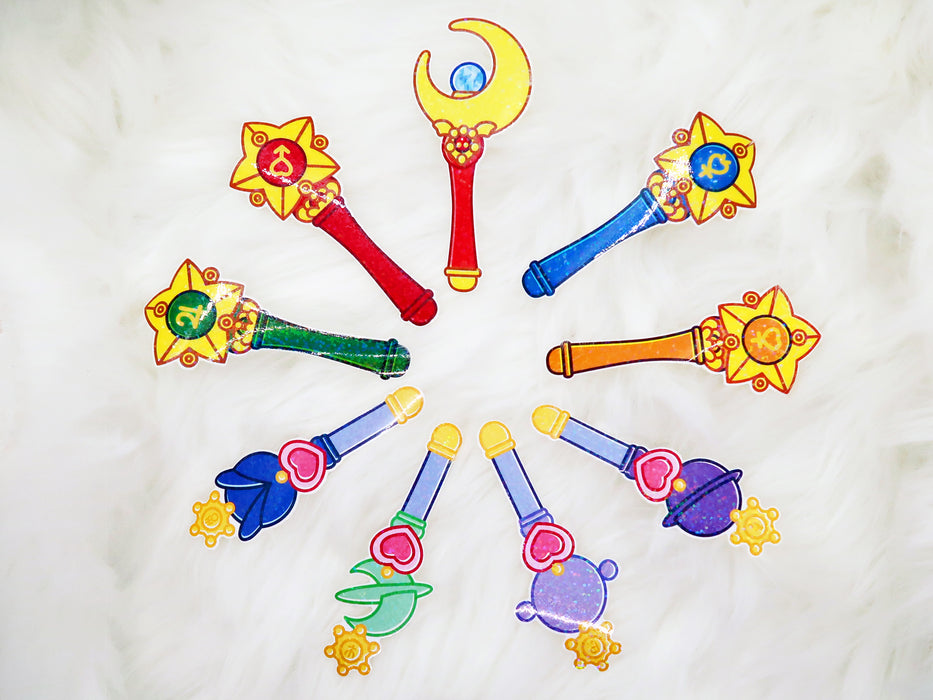 9 Sailor Senshi Sparkle Wand Sticker Pack