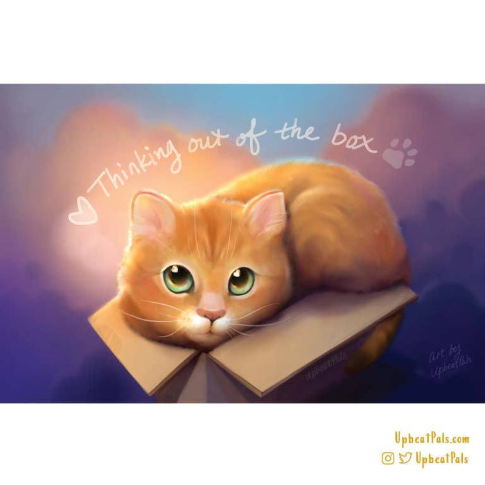 Thinking Out of the Box Cat Poster Print