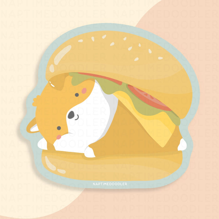 Corgi Burger Sticker | Naptime Doodler