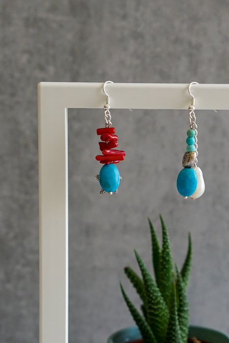Coral and Turquoise Earrings