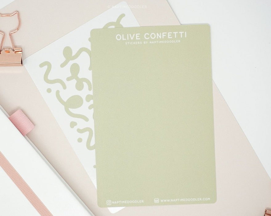 Olive Confetti Sticker Sheet (Shimmer)