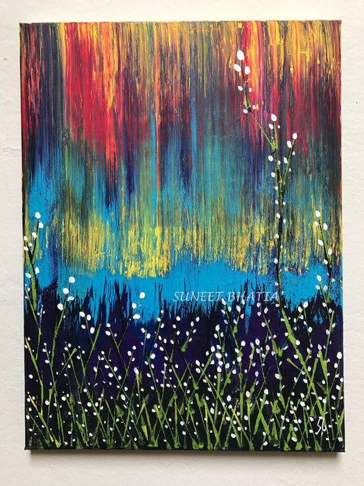 Galactic Floral Abstract - Into the Beautiful Wild Painting