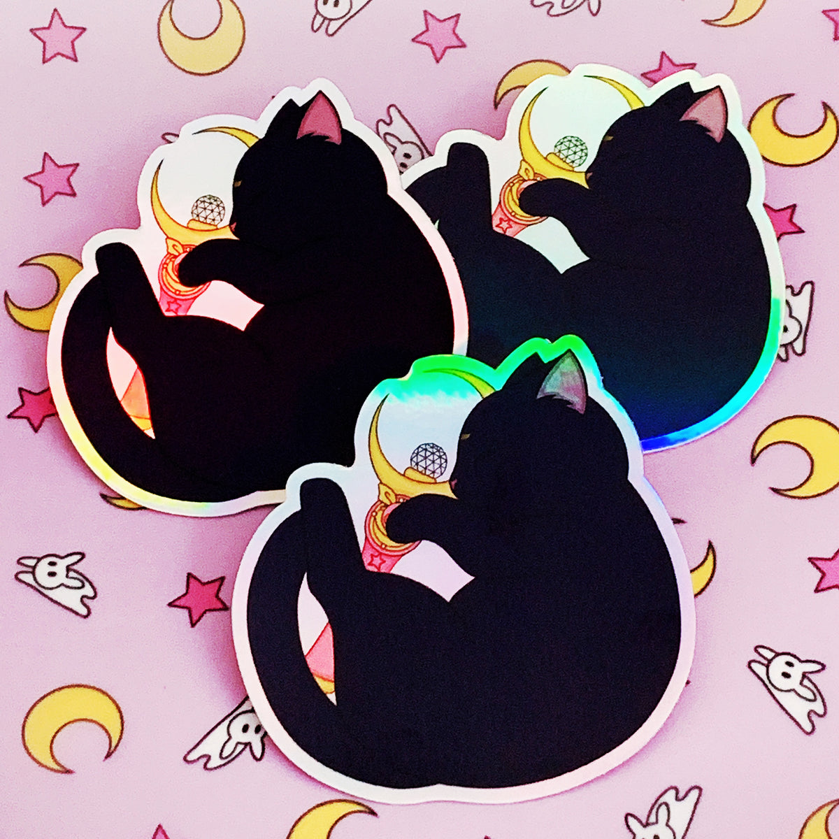 Holographic Sailor Moon Luna Moon Stick Vinyl Decal — San José Made