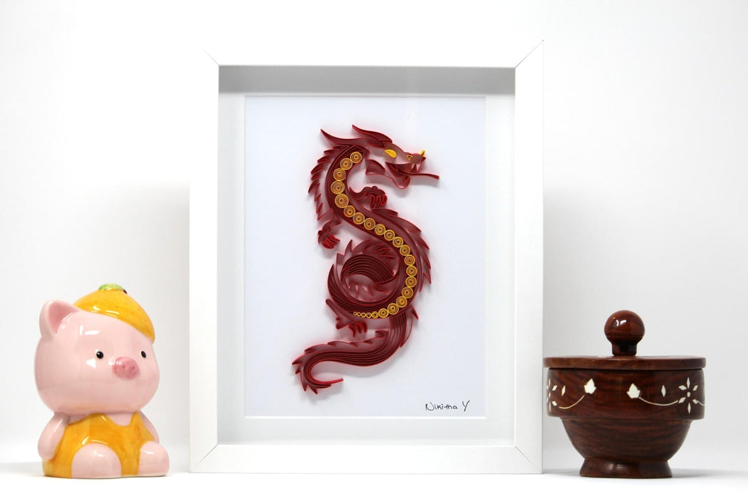 Vritra - Chinese Dragon Paper Quilling Wall Art - One Year Anniversary Gift - Housewarming Gift