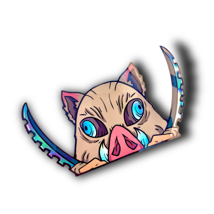 Holographic Demon Slayer Inosuke Peeker Sticker — San José Made