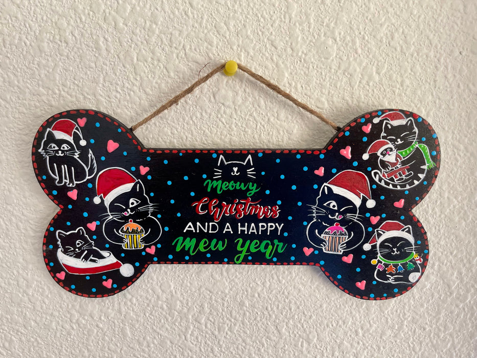 Meowy Christmas And A Happy Mew Year Wall Hanging