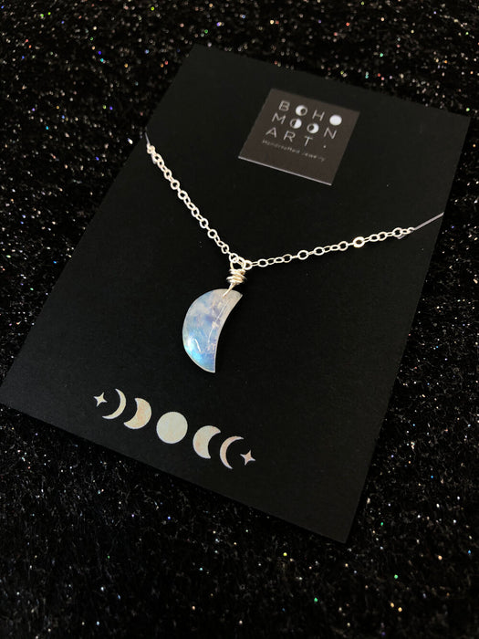 Handmade Moonstone Moon Necklace
