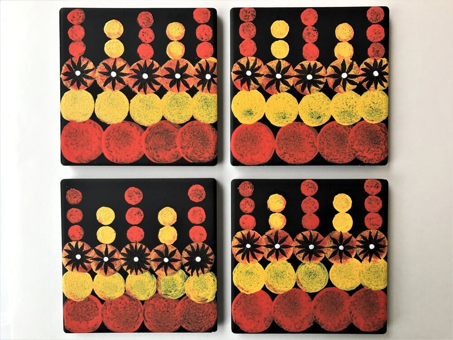 Orange Yellow Circle Patterns Coasters