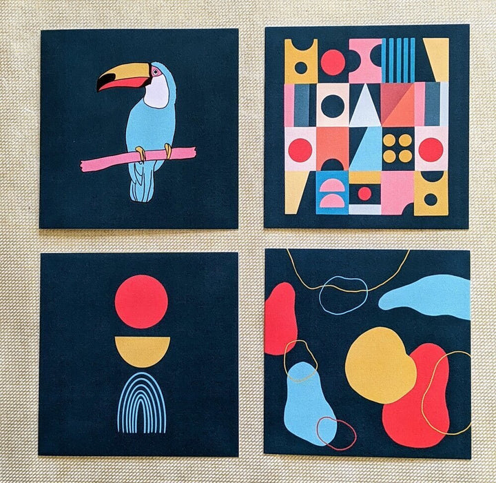 Set of 4 Modern Folded Card