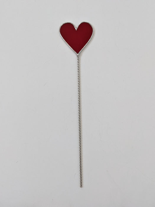 Red Heart Stained Glass Plant Stake