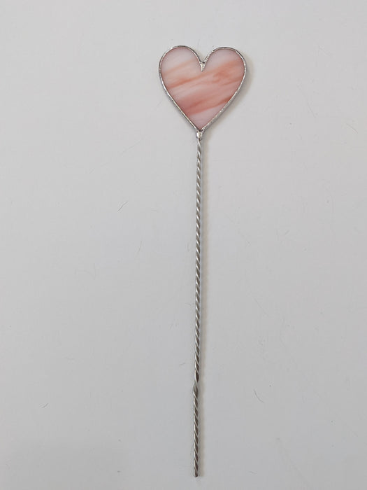 Pink Heart Stained Glass Plant Stake