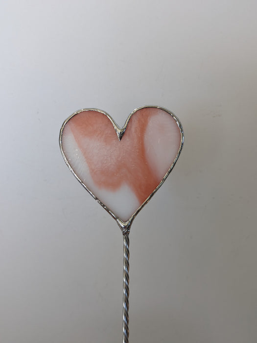 Pink Heart Stained Glass Plant Stake
