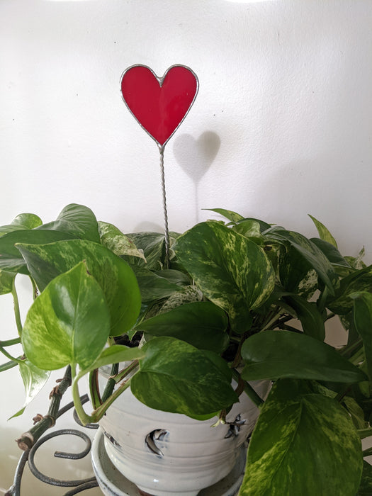 Red Heart Stained Glass Plant Stake