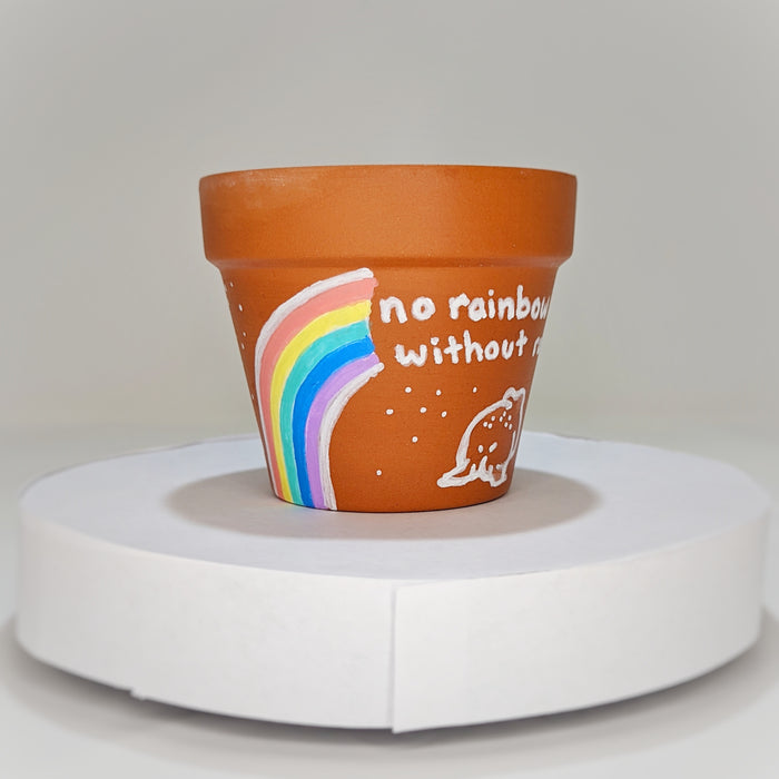 Growth 2022 Handpainted Pot #27: "No Rainbow Without Rain"