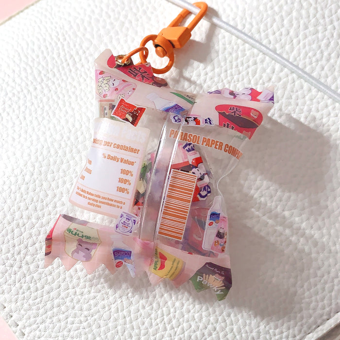 Pandy and Friends Asian Snacks Candy Bag Shaker Charm Keychain