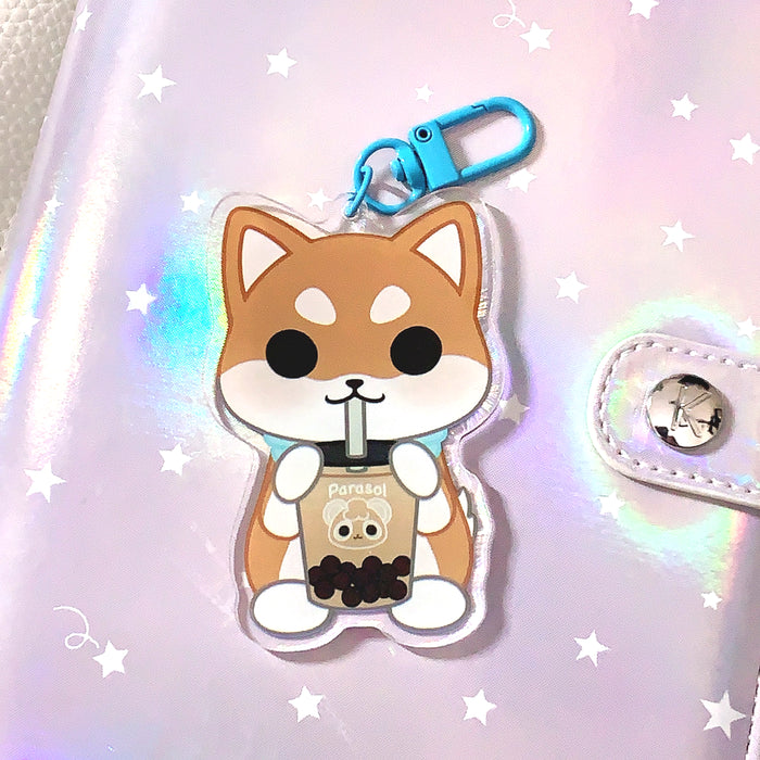Pandy and Friends Boba Red Shiba Junior Acrylic Keychain