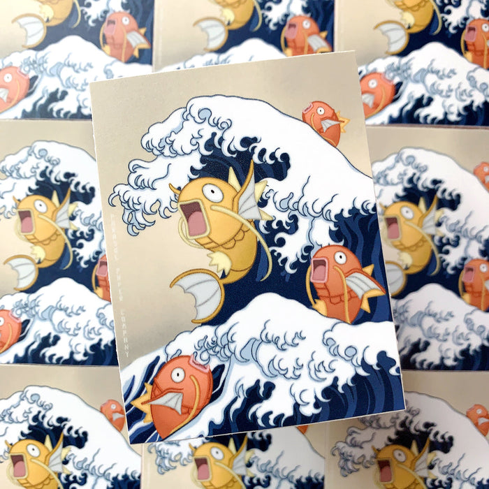 [WATERPROOF] Great Wave Carp Magikarp Pokemon Meme Vinyl Sticker Decal