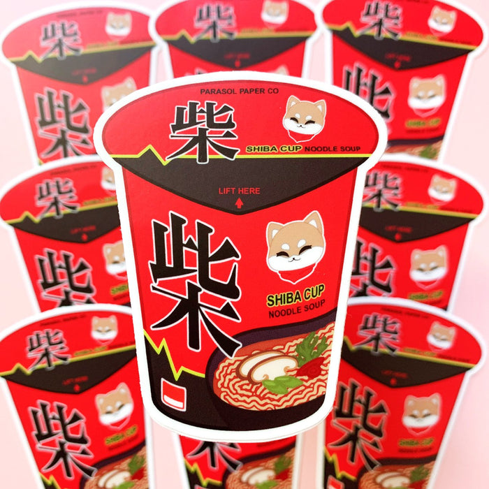 [WATERPROOF] Shiba Ramen Shin Ramyun Cup Noodle Vinyl Sticker Decal