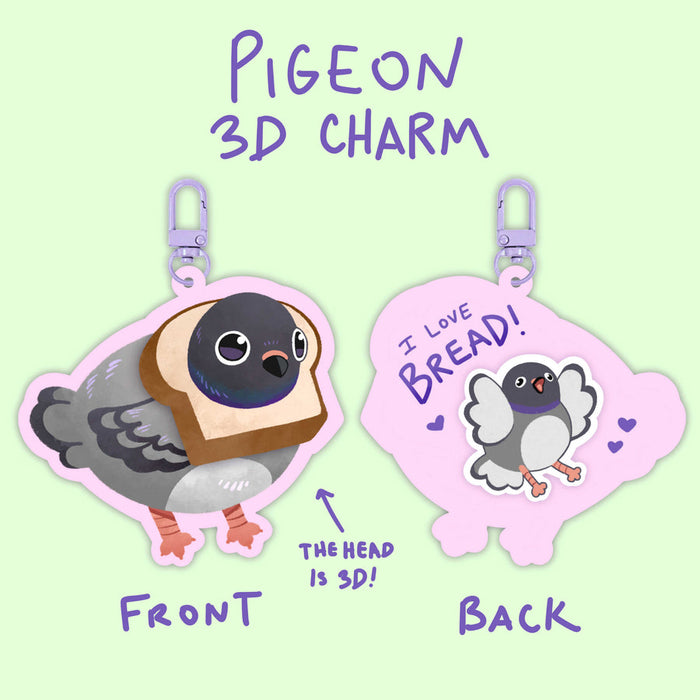 3D Bread Pigeon Charm