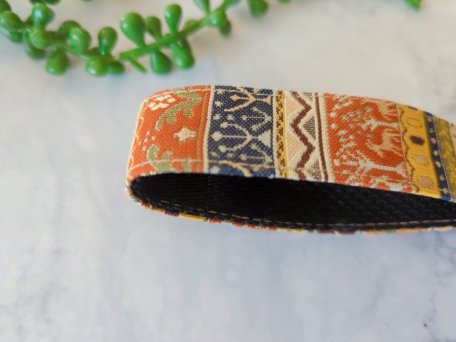 Deer and Tree, 1" Wide Wristlet, Key Fob made out of Japanese Silk Obi Fabric,Keychain Wristlet, Silk Kimono Key Fob, Lanyards for Key Strap Keychain, Wrist Lanyard, New Car Gift