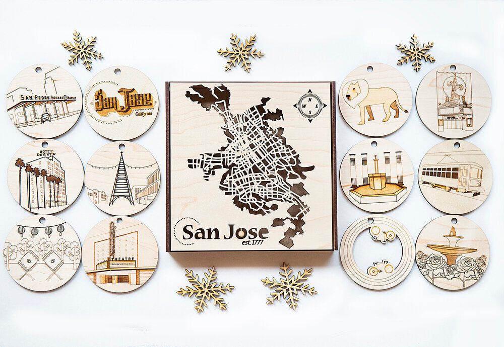 San Jose Ornaments and Map Carving (13 Pieces)