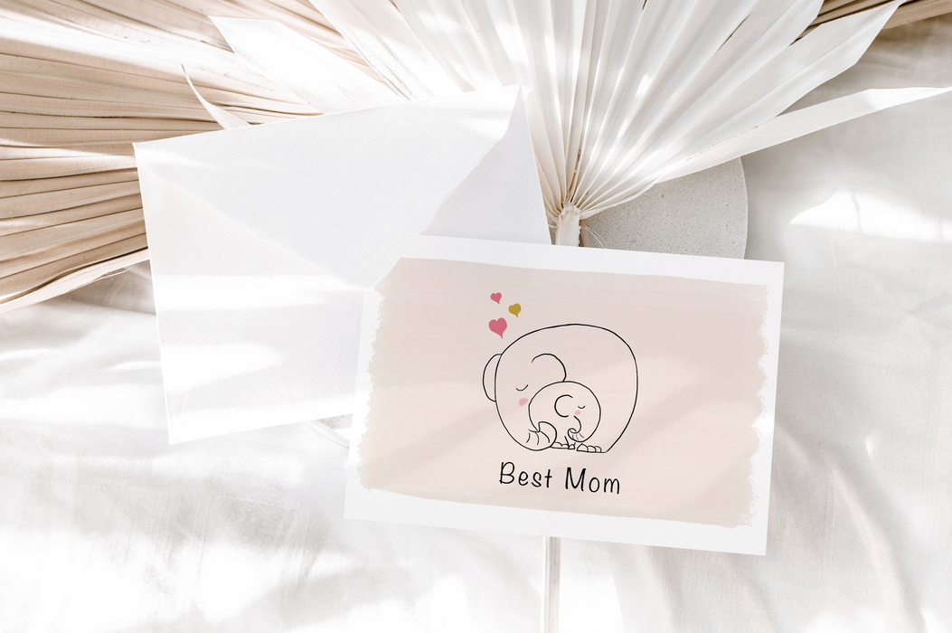 Best Mom - Elephants folded cards with envelope
