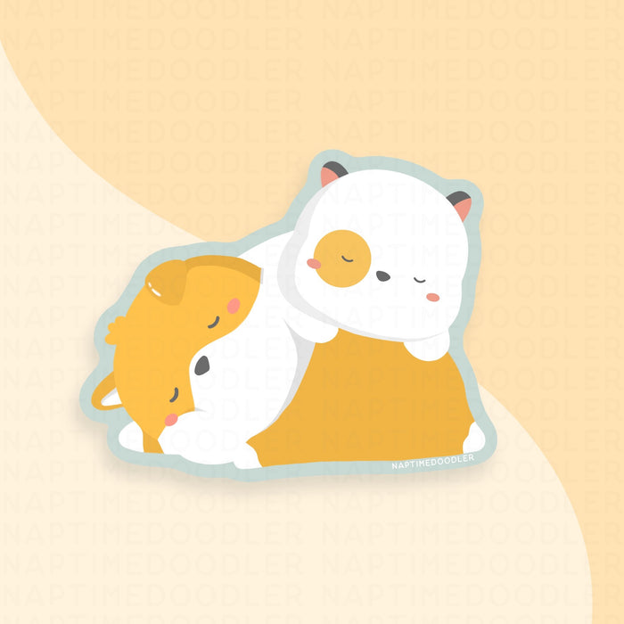 Sleepy Mr. Cat and Bento Sticker