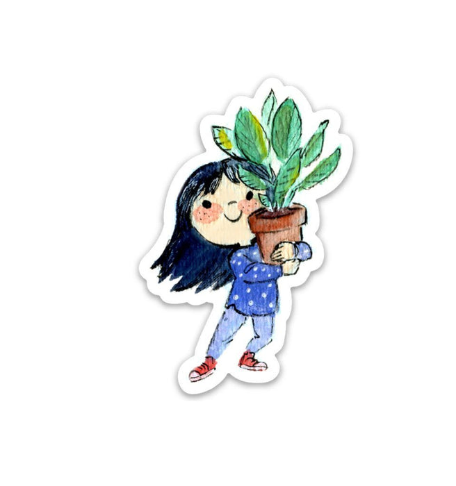 Plant Hug Girl Sticker