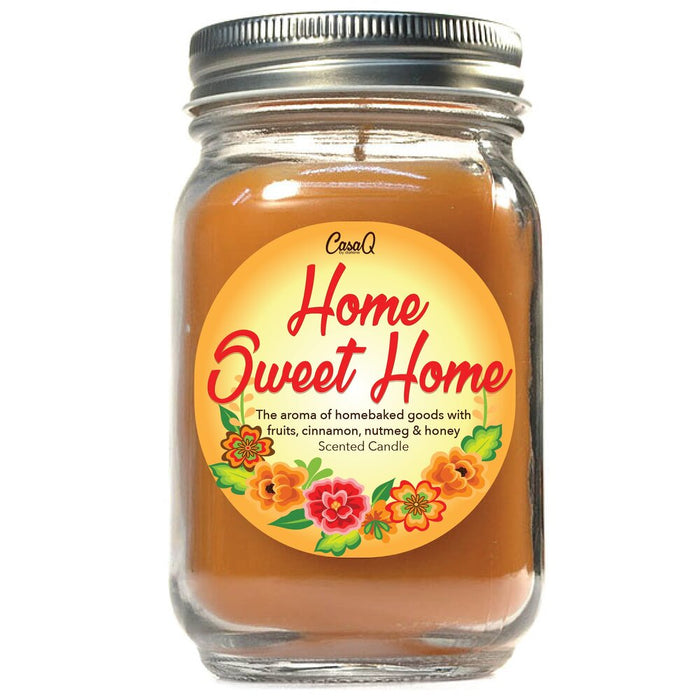 CasaQ Home Sweet Home Mason Jar Scented Candle (1 Pint)