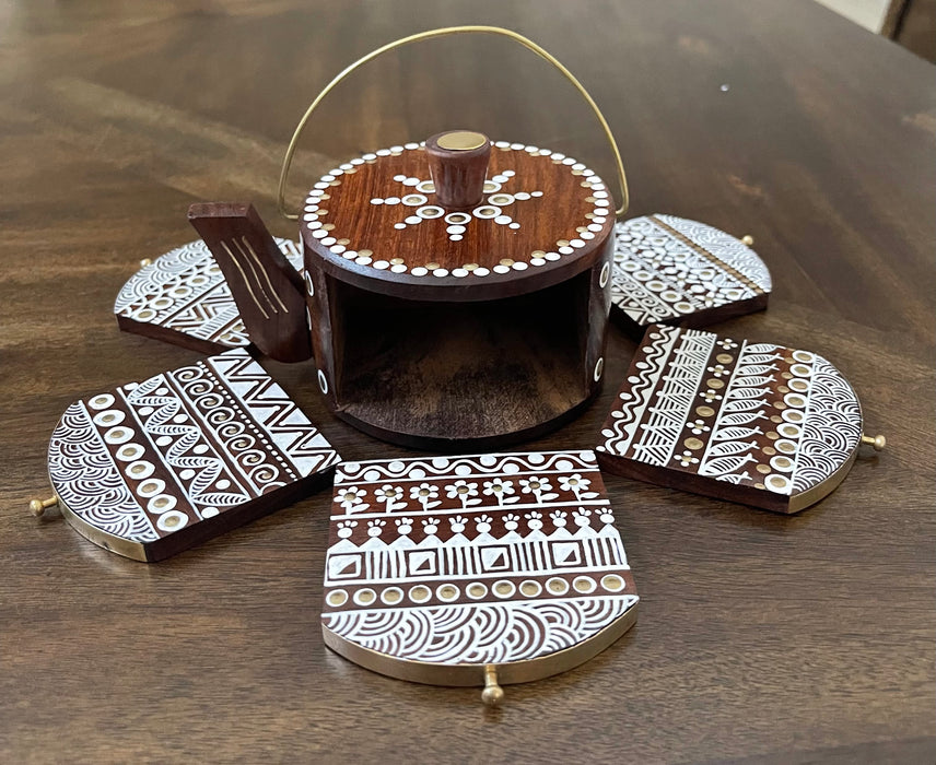 Teapot Coasters with Holder