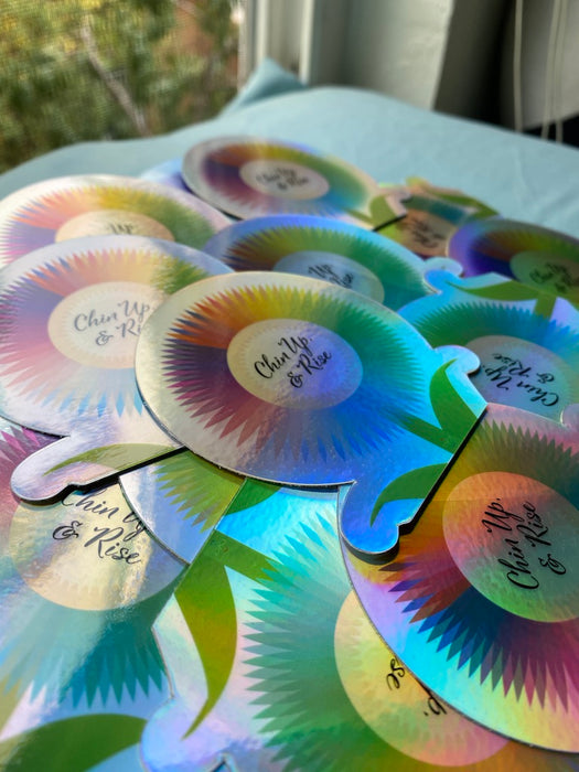 1.5”x1.73” Holographic Pride Sunflower Stickers