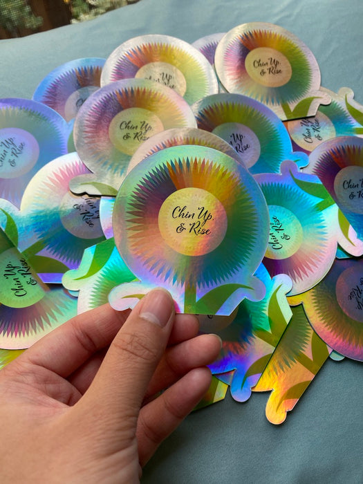 1.5”x1.73” Holographic Pride Sunflower Stickers