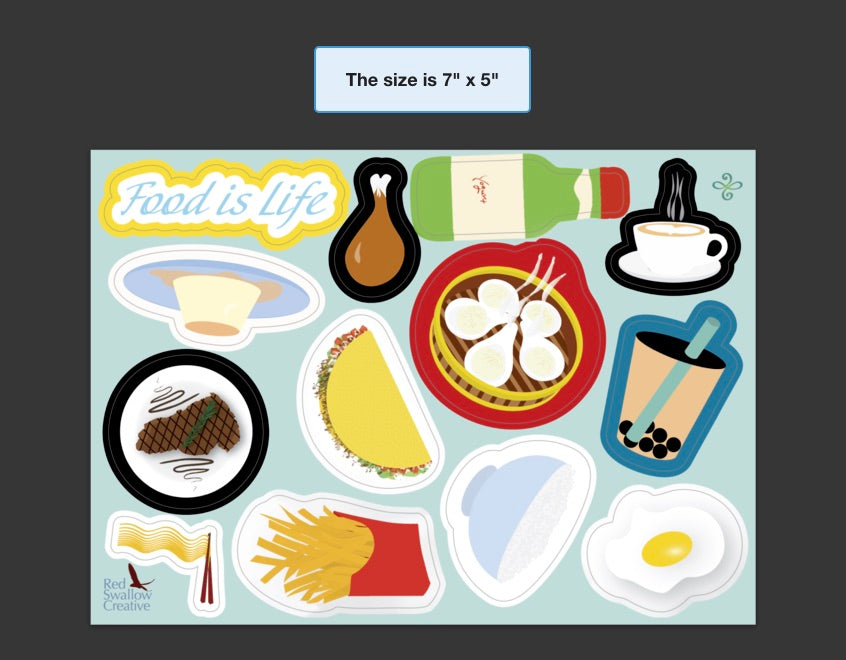 5”x7” Food Is Life Sticker Sheets
