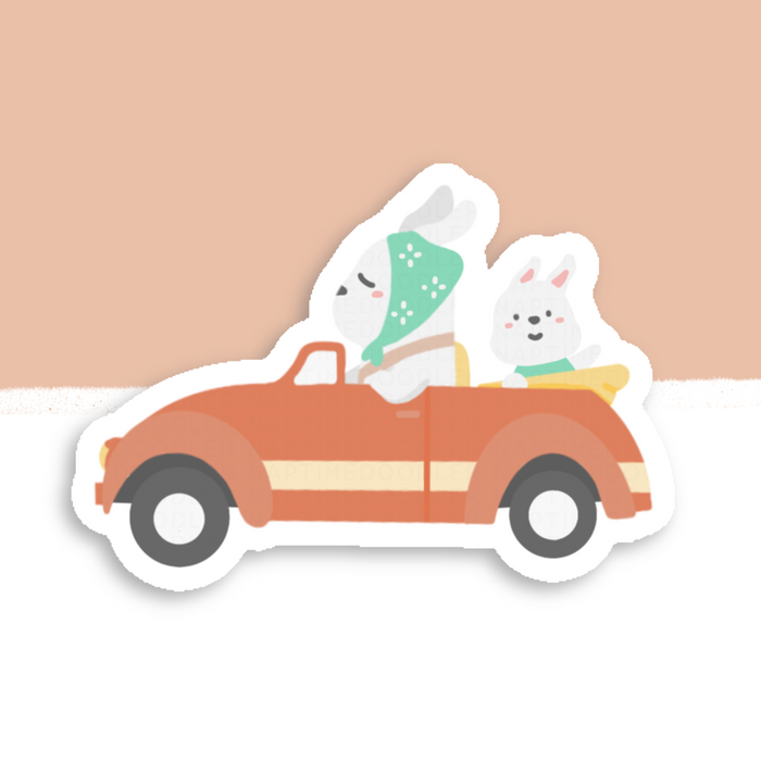 Road Trip Bunnies Sticker | Naptime Doodler