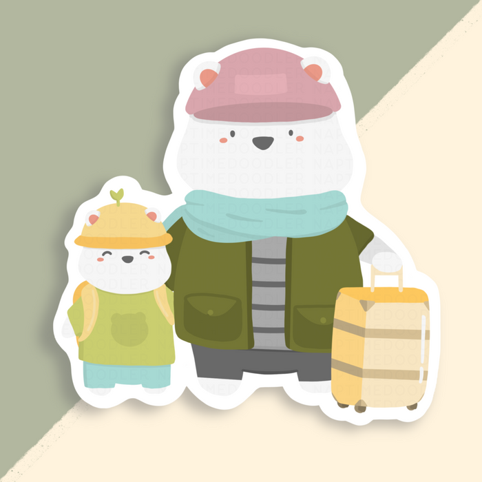Traveling Polar Bears Sticker | Naptime Doodler