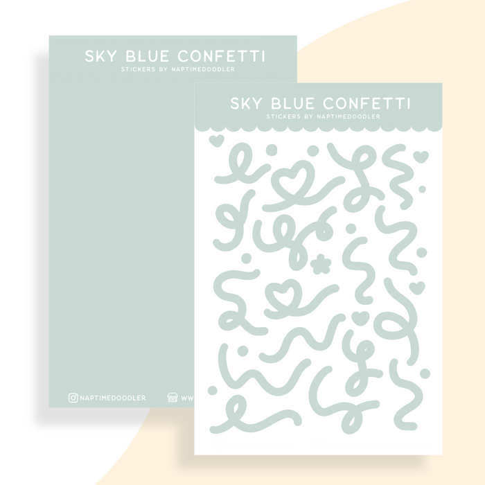 Sky Blue Confetti Sticker Sheet (Shimmer)