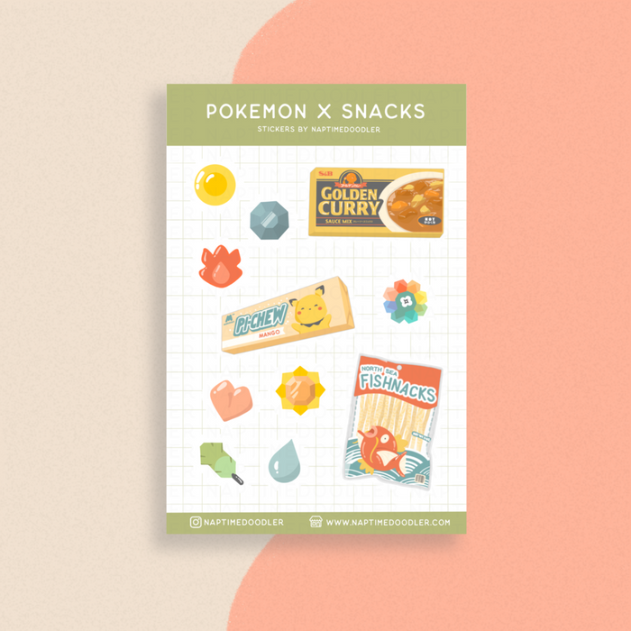 Pokemon x Snacks Sticker Sheet | Naptime Doodler